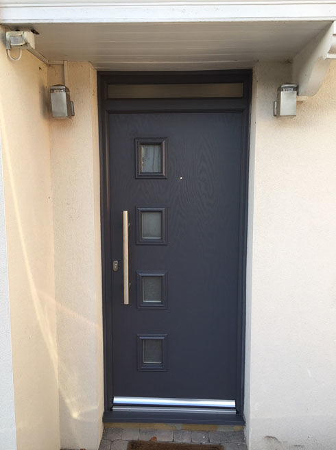 Gloucester Anice slate grey composite back door with toplight