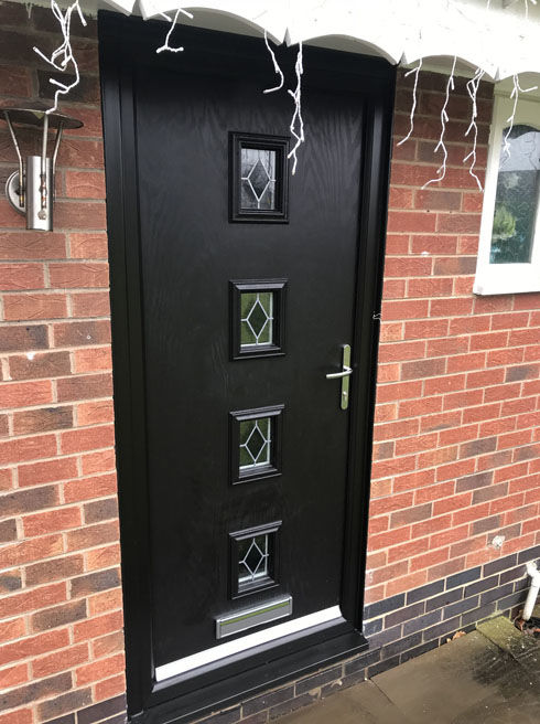 Worcester Black Sextet black composite front door