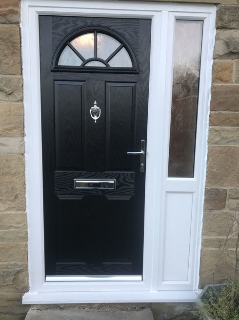 Essex black composite front door with side panel