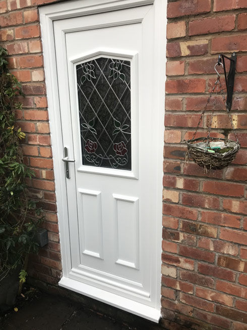 Aberdeen Bias white upvc back door