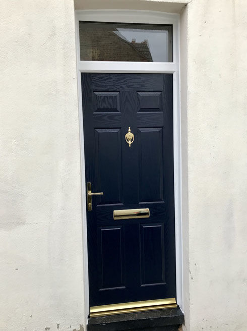 Kent blue composite front door with toplight