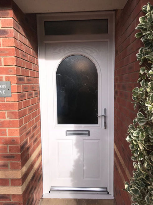 Devon Anice white composite front door with toplight