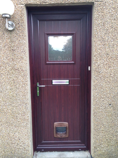 Wandsworth Esmie rosewood upvc front door with catflap