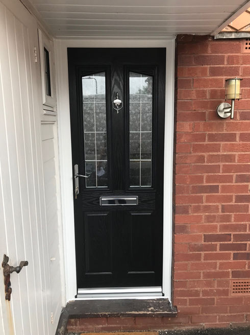 Wiltshire Silver Georgian Fret black composite front door