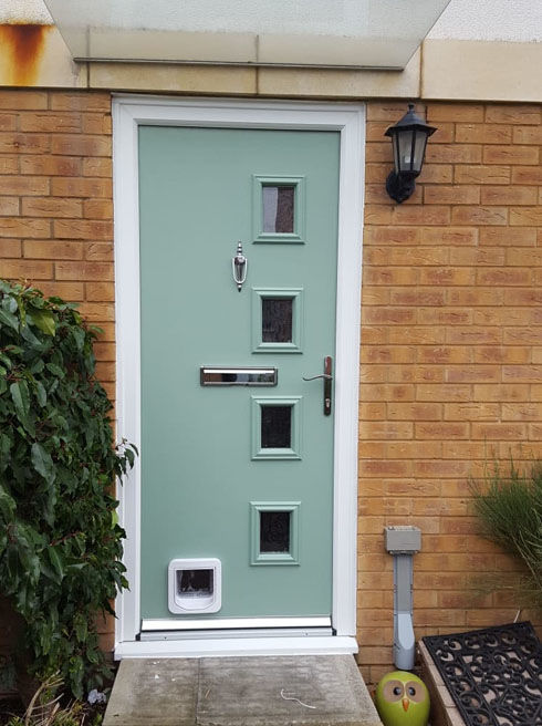 Gloucester Anice chartwell green composite front door with catflap