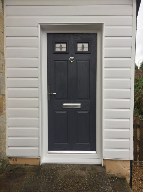 Sussex Green Sextet slate grey composite front door