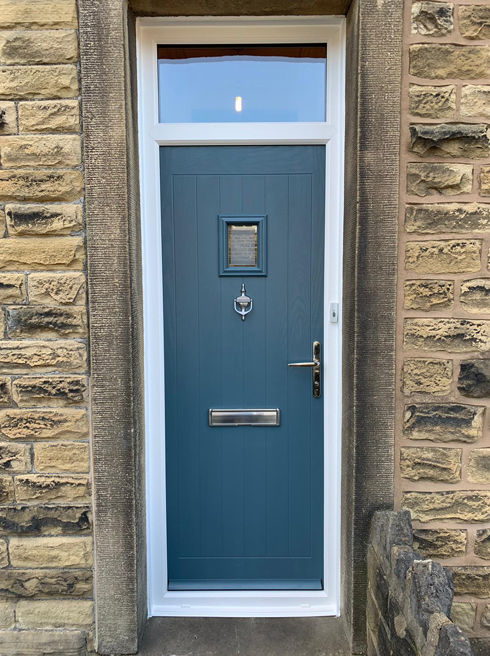 Cheshire Kensington midnight composite front door with toplight