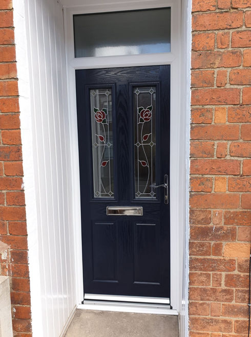 Dorset Cardinal blue composite front door with toplight
