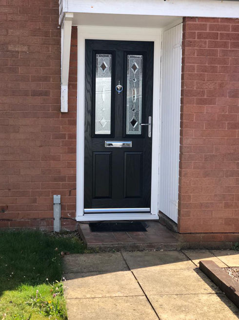 Dorset Silver Triple Glass black composite front door