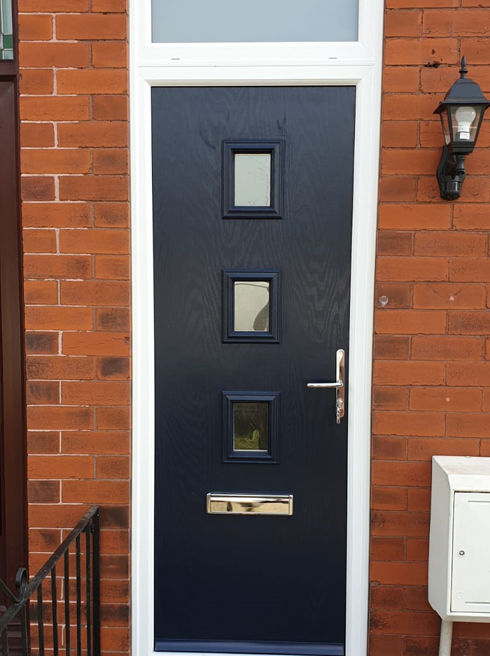 Lincoln Anice blue composite front door with toplight
