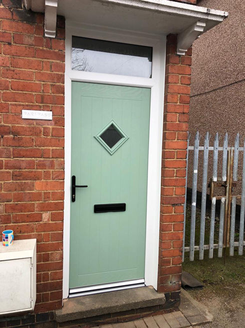 Suffolk Anice chartwell green composite front door with toplight