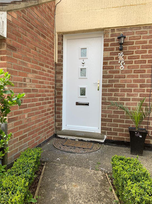 Lincoln Zinc Art Abstract white composite front door
